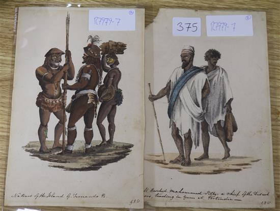 Two drawings of natives of Fernando Po, initialled GKW